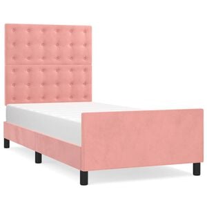 vidaXL Estructura de cama sin colch&oacute;n terciopelo rosa 90x200 cm