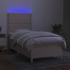 vidaXL Cama box spring colch&oacute;n y luces LED tela crema 80x200 cm