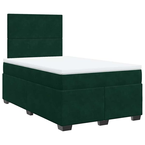 vidaXL Cama box spring con colch&oacute;n terciopelo verde oscuro 120x190 cm