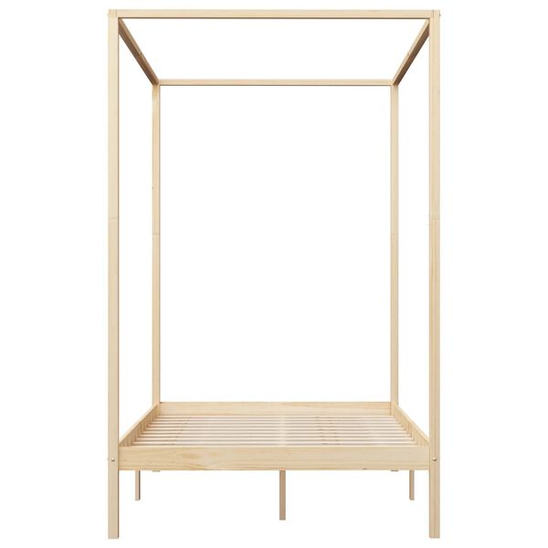 vidaXL Cama con dosel 4 cajones madera maciza pino 140x200 cm