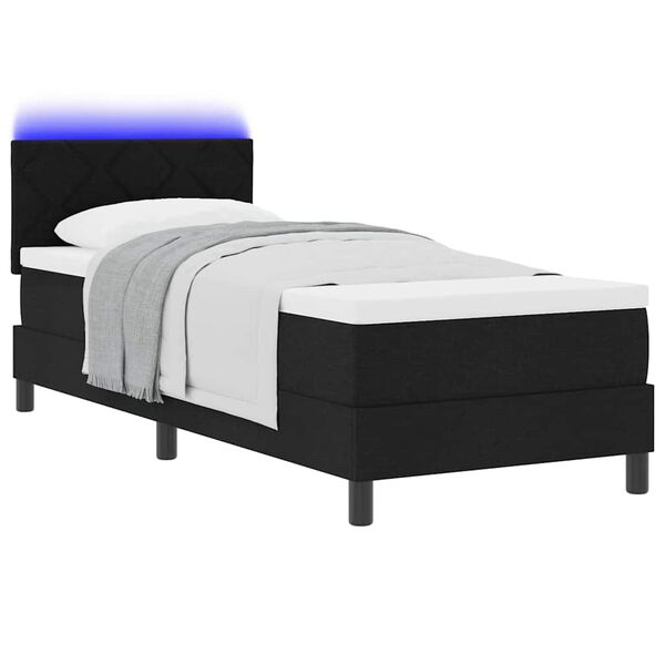 vidaXL Cama tipo Box Spring con colch&oacute;n Negro 80 x 200 cm tela