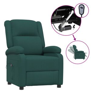 vidaXL Sill&oacute;n reclinable el&eacute;ctrico tela verde oscuro