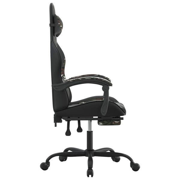 vidaXL Silla gaming con reposapi&eacute;s cuero sint&eacute;tico negro camuflaje