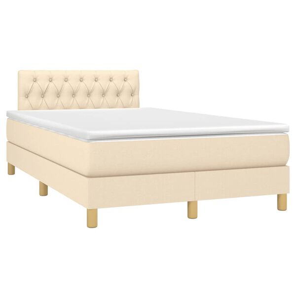 vidaXL Cama box spring con colch&oacute;n tela color crema 120x190 cm