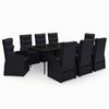 vidaXL Juego de comedor de jard&iacute;n 9 piezas con cojines negro