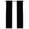 vidaXL Cortinas opacas con ojales look de lino 2 pzas negro 140x225 cm