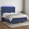 vidaXL Cama box spring colch&oacute;n y luces LED tela azul 140x190 cm