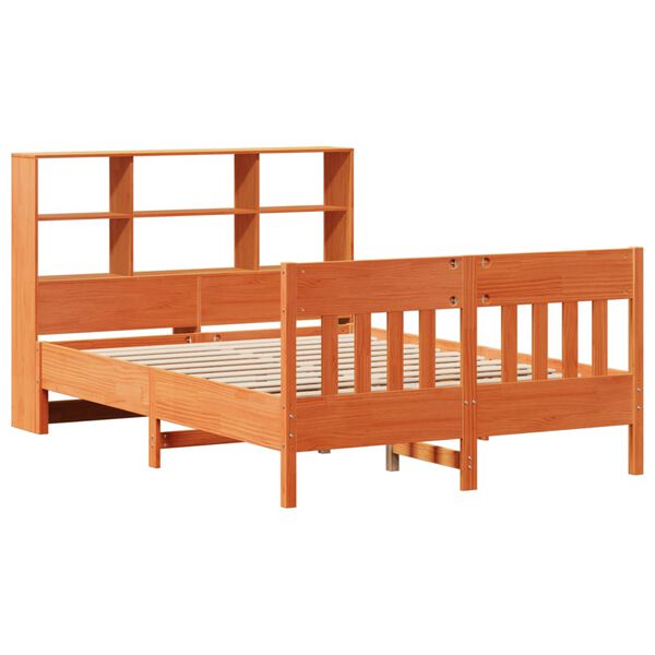 vidaXL Cama sin colch&oacute;n madera maciza de pino marr&oacute;n cera 160x200 cm