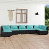 vidaXL Set de muebles de jardín 7 pzas y cojines ratán sintético negro