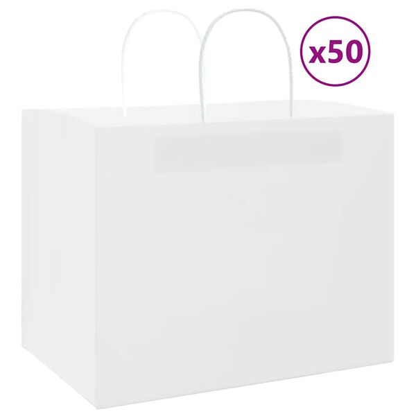 vidaXL Bolsas de papel con asas 50 uds blanca 32x22x24 cm