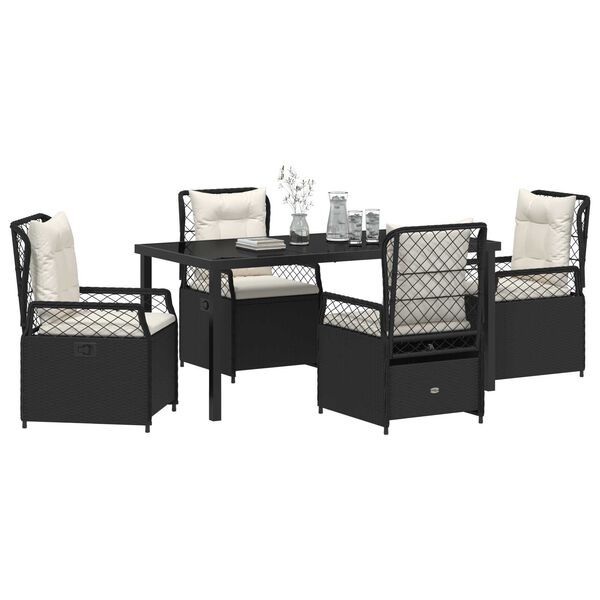 vidaXL Conjunto de Comedor de Jard&iacute;n 5 pcs Negro rat&aacute;n sint&eacute;tico