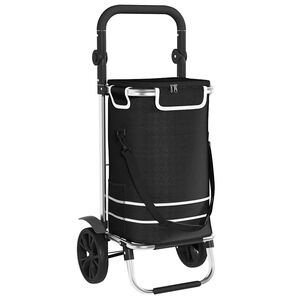 vidaXL Carro de compras Negro 36,5 x 46,5 x 100,5 cm Tela Oxford
