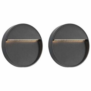 vidaXL L&aacute;mparas LED de pared para jard&iacute;n 2 unidades redonda negra 3 W
