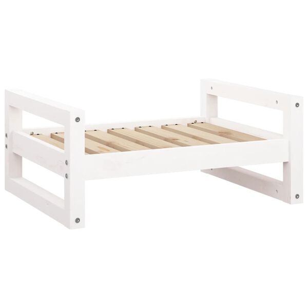 vidaXL Cama para perros madera maciza de pino blanco 65,5x50,5x28 cm