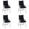 vidaXL Cojines de silla respaldo bajo 4 uds tela Oxford cuadros negro