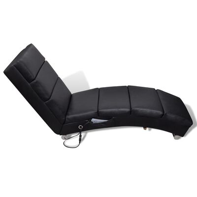 vidaXL Tumbona de masaje reclinable de cuero sintético negro
