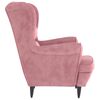 vidaXL Sill&oacute;n orejero y taburete de terciopelo rosa