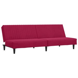vidaXL Sof&aacute; cama de 2 plazas terciopelo color vino tinto