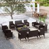 vidaXL Set muebles de jard&iacute;n 16 piezas y cojines rat&aacute;n sint&eacute;tico negro