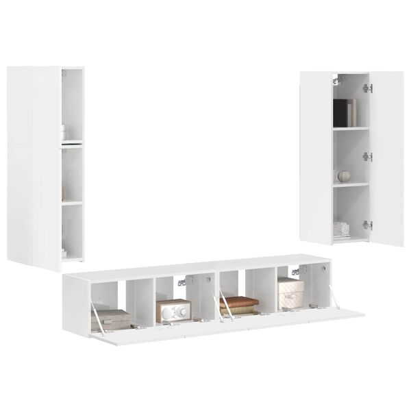 vidaXL Conjunto de mueble de TV 4 pcs brillante Madera de ingenier&iacute;a
