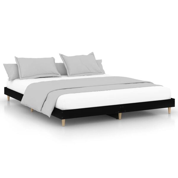 vidaXL Cama sin colch&oacute;n negro 180x200 cm madera de ingenier&iacute;a