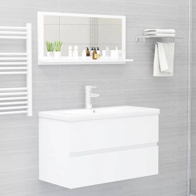 vidaXL Espejo de baño madera contrachapada blanco 80x10,5x37 cm