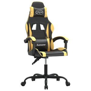 vidaXL Silla gaming cuero sint&eacute;tico negro y dorado