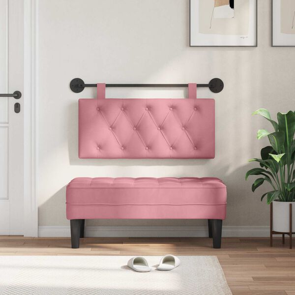 vidaXL Cabecera Colgante Rosa 100 x 55 x 7 cm Terciopelo