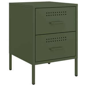 vidaXL Mesita de noche de acero verde oliva 36x39x50,5 cm