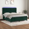 vidaXL Cama box spring colch&oacute;n y LED terciopelo verde oscuro 180x200cm