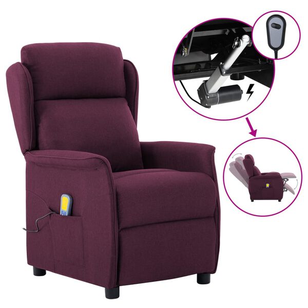 vidaXL Sill&oacute;n de masaje el&eacute;ctrico tela morado