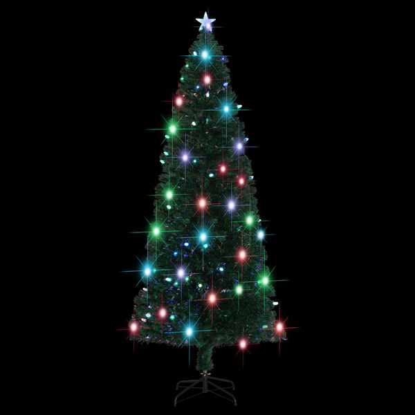 vidaXL &Aacute;rbol de Navidad preiluminado con soporte y LED fibra &oacute;ptica 240 cm