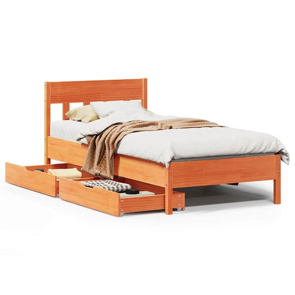 vidaXL Estructura de cama sin colch&oacute;n madera de pino marr&oacute;n 90x200 cm