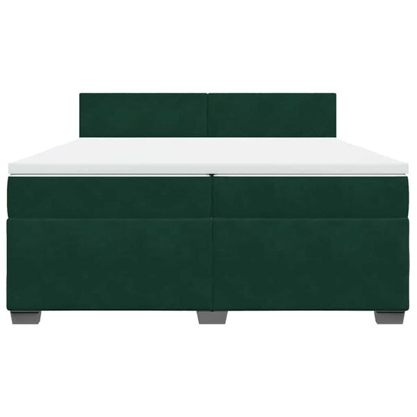 vidaXL Cama box spring con colch&oacute;n terciopelo verde oscuro 200x200 cm