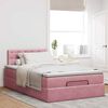 vidaXL Cama otomana con colch&oacute;n y LED terciopelo rosa 120x190cm
