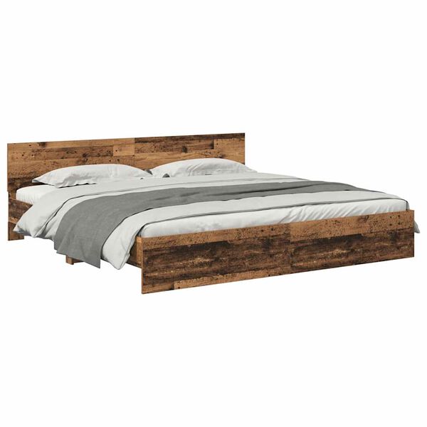 vidaXL Estructura de cama con cabecera Madera Vieja 200 x 200 cm