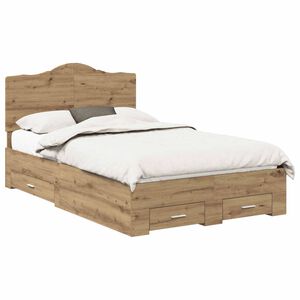 vidaXL Estructura de cama con cabecera Roble artesanal 120 x 190 cm