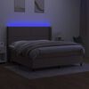vidaXL Cama box spring colch&oacute;n y luces LED tela gris taupe 160x200 cm