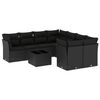 vidaXL Set de sof&aacute;s de jard&iacute;n 8 piezas y cojines rat&aacute;n sint&eacute;tico negro