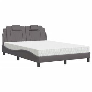 vidaXL Cama Viana con colch&oacute;n cuero sint&eacute;tico gris 120x200 cm