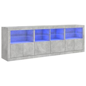 vidaXL Aparador con luces LED gris hormig&oacute;n 202x37x67 cm