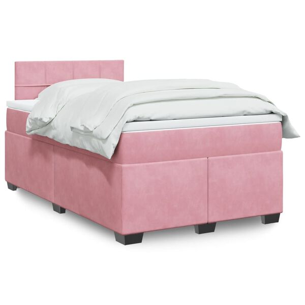 vidaXL Cama box spring con colchón terciopelo rosa 120x200 cm