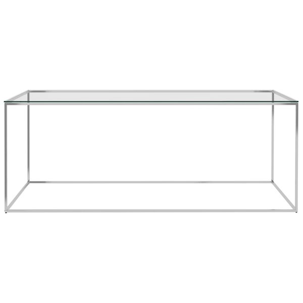 vidaXL Mesa de centro acero inoxidable y vidrio plateada 120x60x45 cm
