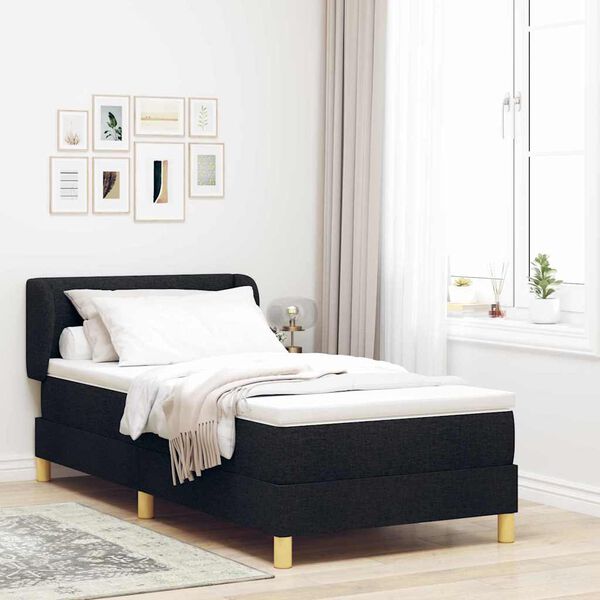 vidaXL Cama tipo Box Spring con colch&oacute;n Negro 90 x 200 cm tela