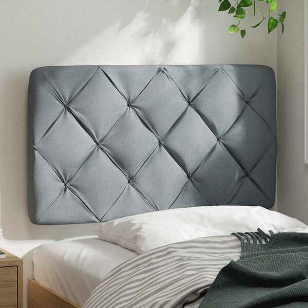 vidaXL Cabecero de cama acolchado tela gris claro 90 cm