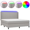 vidaXL Cama box spring colch&oacute;n y luces LED tela gris claro 160x200 cm