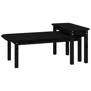 vidaXL Juego de mesas de centro 2 piezas madera maciza de pino negro