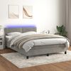 vidaXL Cama box spring colch&oacute;n y LED terciopelo gris claro 140x200 cm