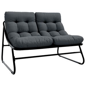 vidaXL Muebles de jard&iacute;n Negro Acero con revestimiento en polvo