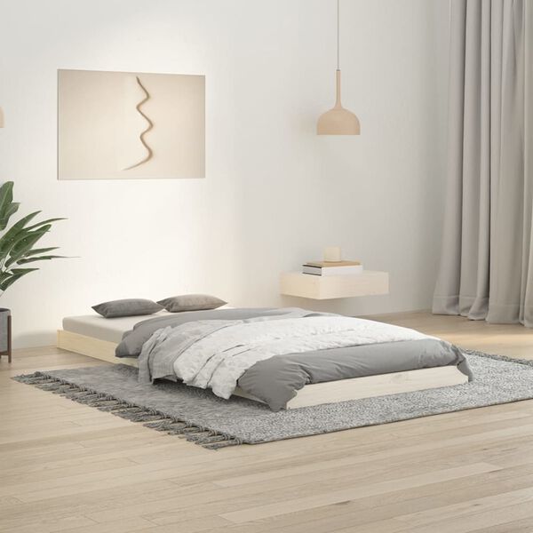 vidaXL Estructura cama individual madera maciza pino blanco 90x190 cm